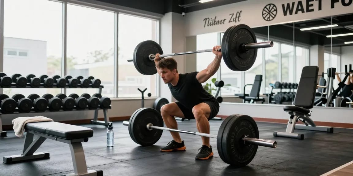 Selliza Shop: Athlet beim Deadlift im modernen Fitnessstudio mit hochwertigem Equipment.