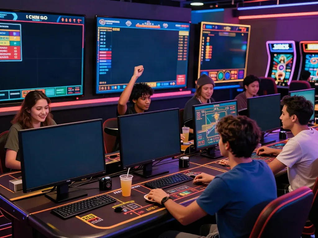 Friends enjoying an immersive rikvip online gaming experience in a vibrant digital casino.