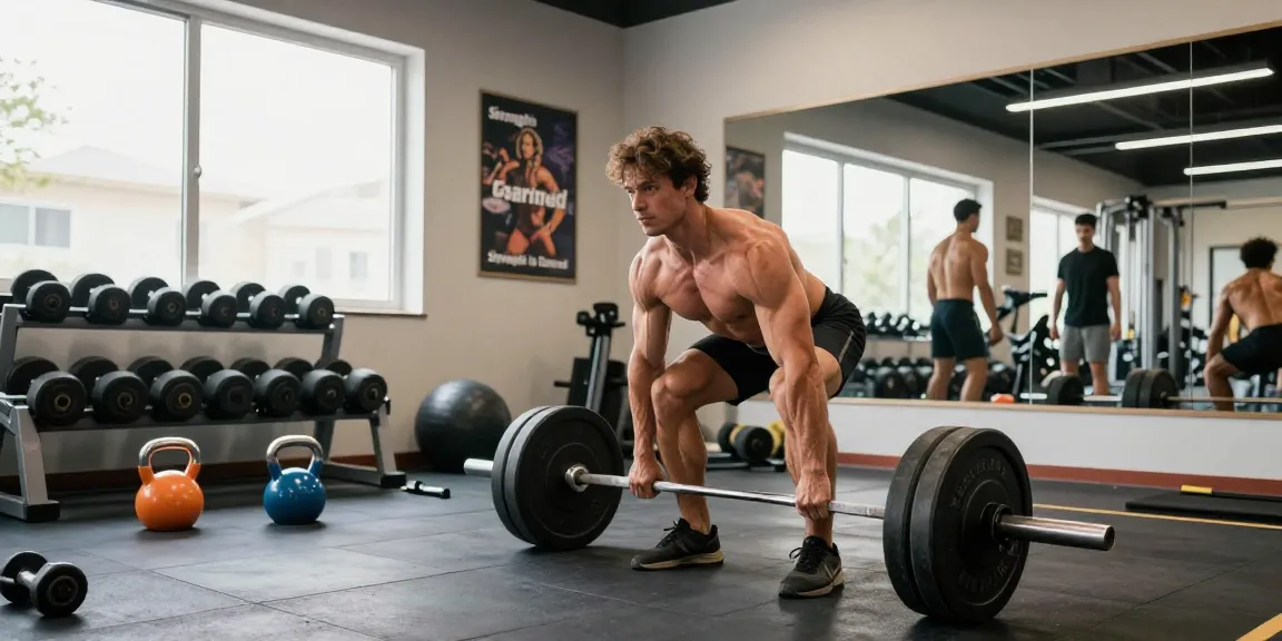 Intensives Training im Anabolika Shop: Bodybuilder hebt Gewichte in modernem Fitnessstudio.