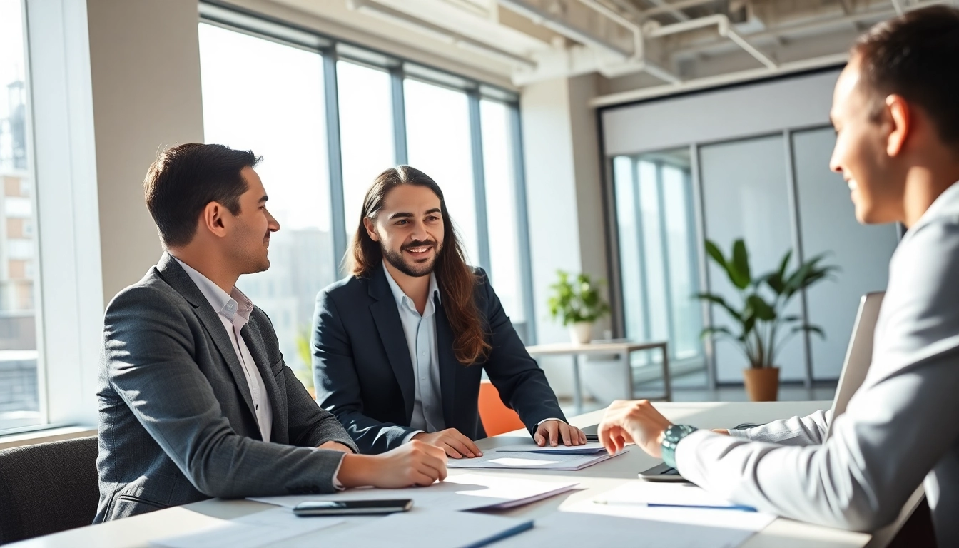 Headhunter Ingenieure beraten in moderner Umgebung über Karriereoptionen.