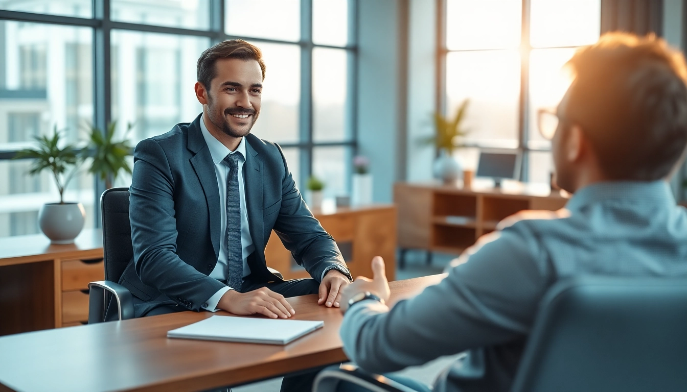 Headhunter Ingenieure führen ein Interview in einem modernen Büro, um die besten Talente zu finden.