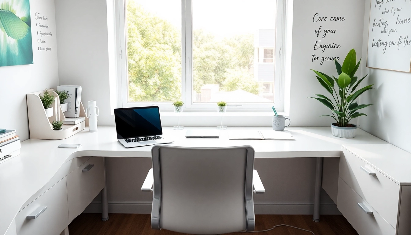 Verwenden Sie MS Office Outlook 2024 auf einem modernen Schreibtisch mit Laptop und Bürobedarf.