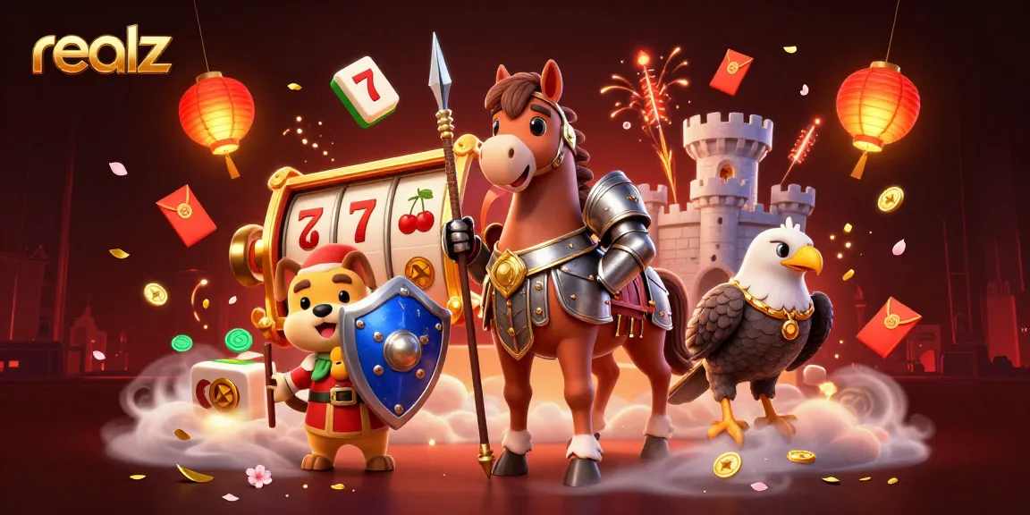 Experience high-stakes gaming action with realz at a vibrant casino scene featuring lucky slot reels.