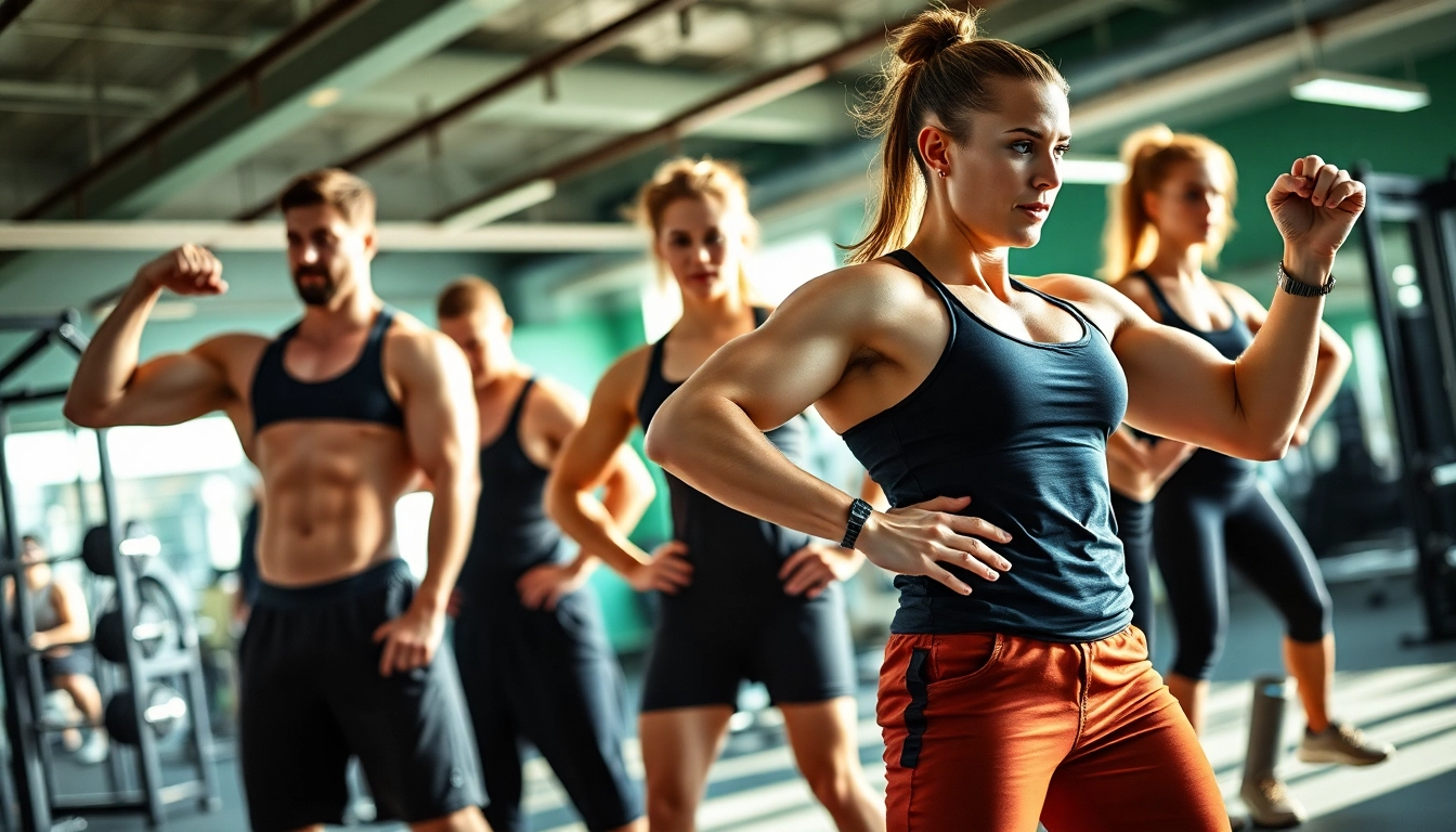 Fitness trainers showcase testo vorher nachher results in a vibrant gym environment.