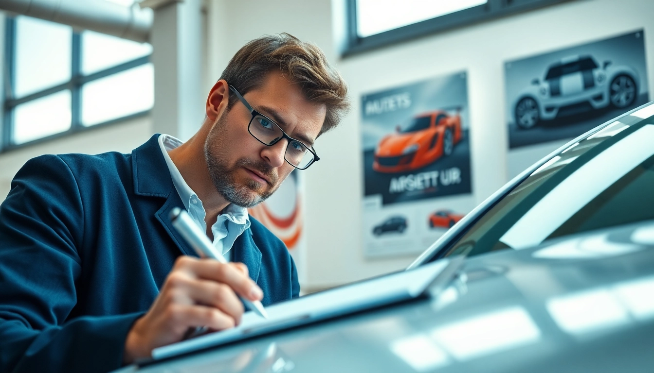 Kfz Gutachten Düsseldorf durch einen Experten in einem modernen Büro.