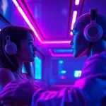 Engaging NSFW chat interaction with dynamic AI characters in a modern, inviting atmosphere.