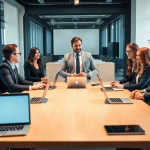 Headhunter Schweiz berät Klienten in einem modernen Büro über Karrierechancen.