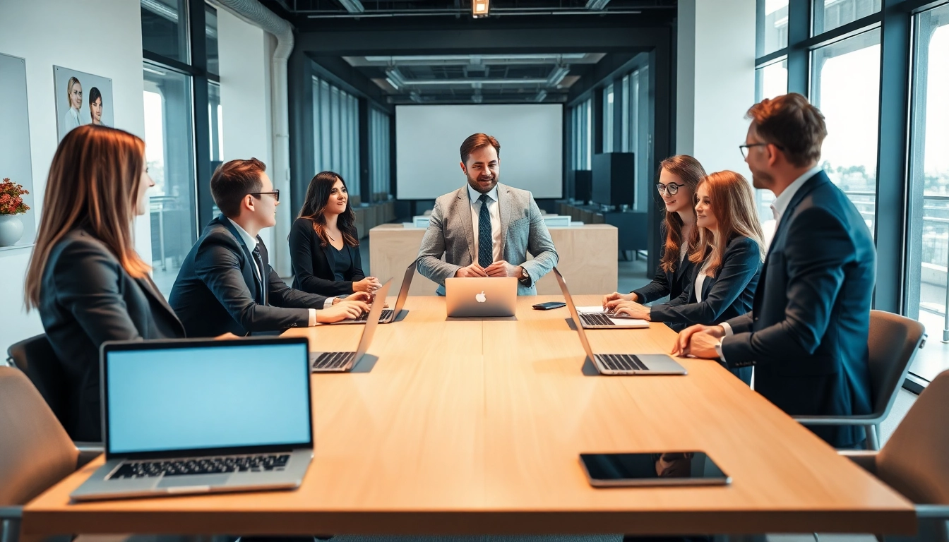 Headhunter Schweiz berät Klienten in einem modernen Büro über Karrierechancen.