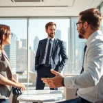 Headhunter Schweiz in einem modernen Büro während eines Gesprächs mit einem Kandidaten.