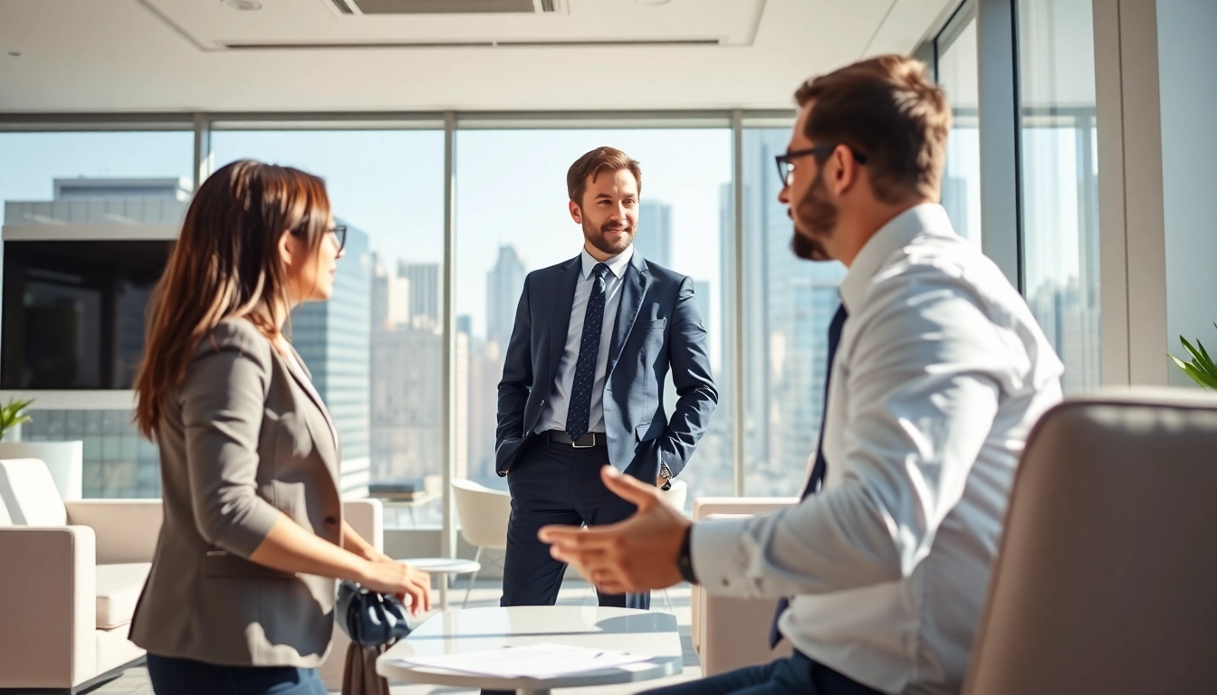 Headhunter Schweiz in einem modernen Büro während eines Gesprächs mit einem Kandidaten.