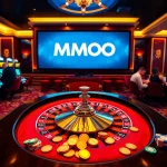 Players enjoying exciting games at MMOO casino, featuring roulette and slot machines.