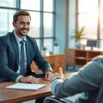 Headhunter Ingenieure führen ein Interview in einem modernen Büro, um die besten Talente zu finden.