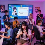 Dynamic characters from sexgames interacting in a colorful gaming environment showcasing playful scenarios and vibrant animations.