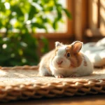 Nagermatte für Haustiere, gemütlich und natürlich, mit einem Kaninchen auf weichem Hanf.