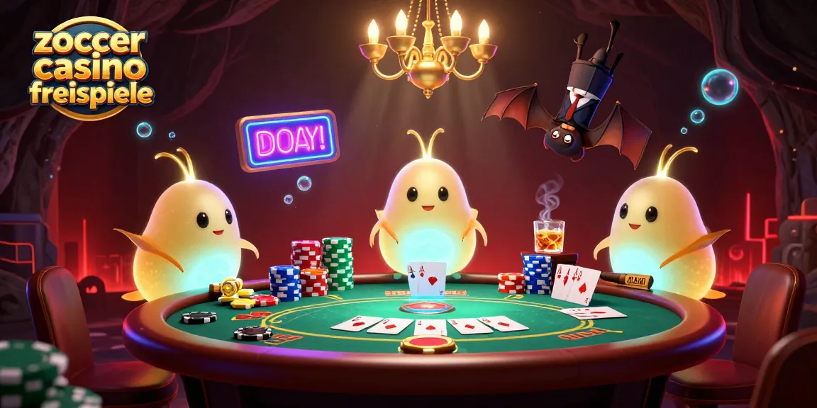 Erleben Sie zoccer casino freispiele in einer fantastischen 3D-Casino-Illusion mit grünen Pokerfeldern und strahlenden Spielern.