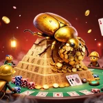 Engage in thrilling gameplay with tải sun win amidst a vibrant casino scene featuring gold coins and cards
