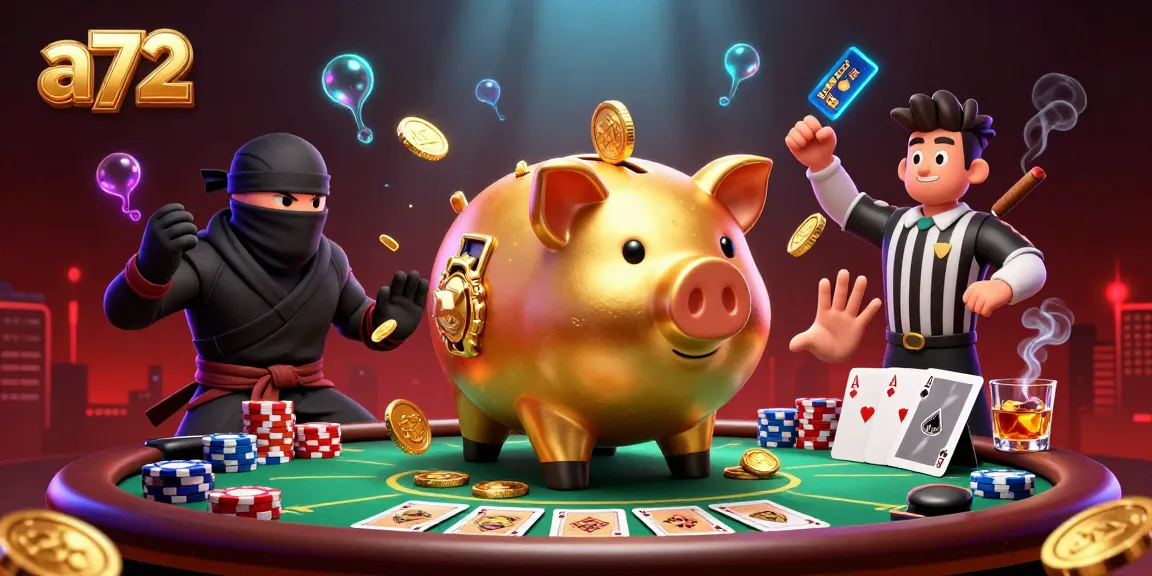 Engage in thrilling gameplay with a72’s vibrant poker atmosphere, depicted in a dynamic illustration.