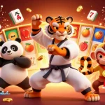 Engage with Debet's vibrant casino scene showcasing characters celebrating with golden medals and joyful slot game elements.
